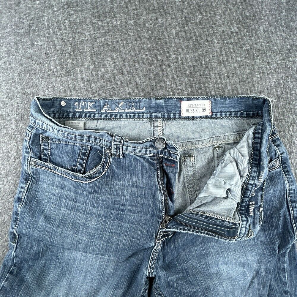 Axel Jeans TK Axel Mens 36x31 Actual Blue Athletic Fit Denim Straight Leg Faded - Picture 3 of 9